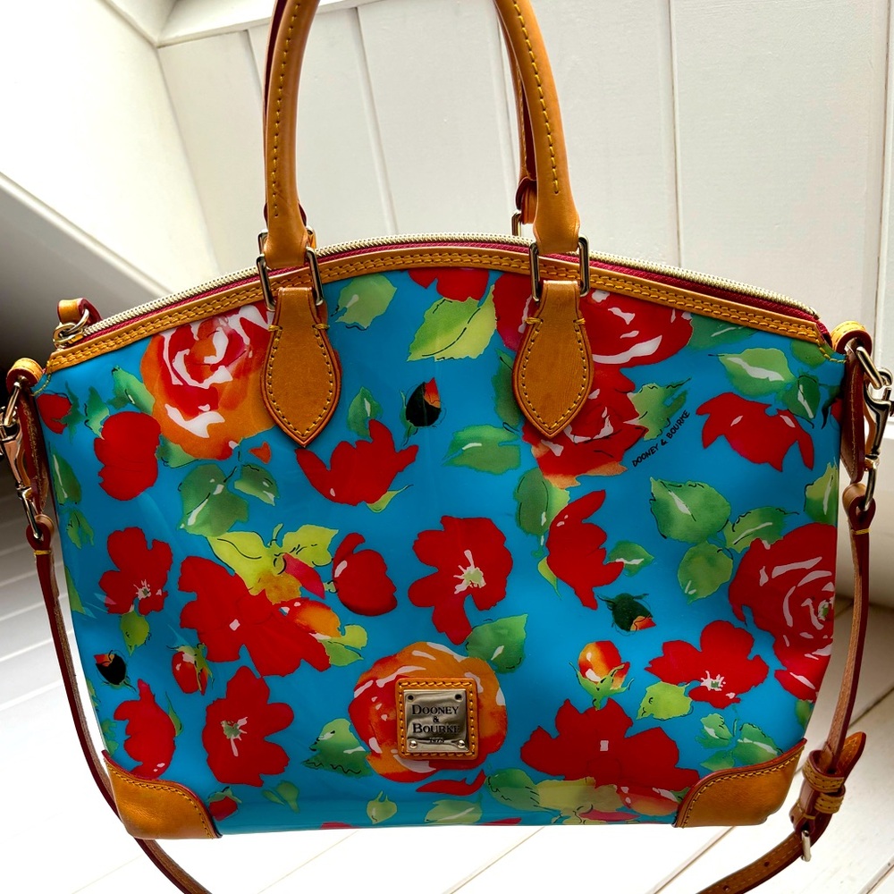 Dooney & Bourke Blue Floral Satchel Handbag